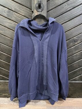 aerie Navy Cowl Neck Pullover Sweater